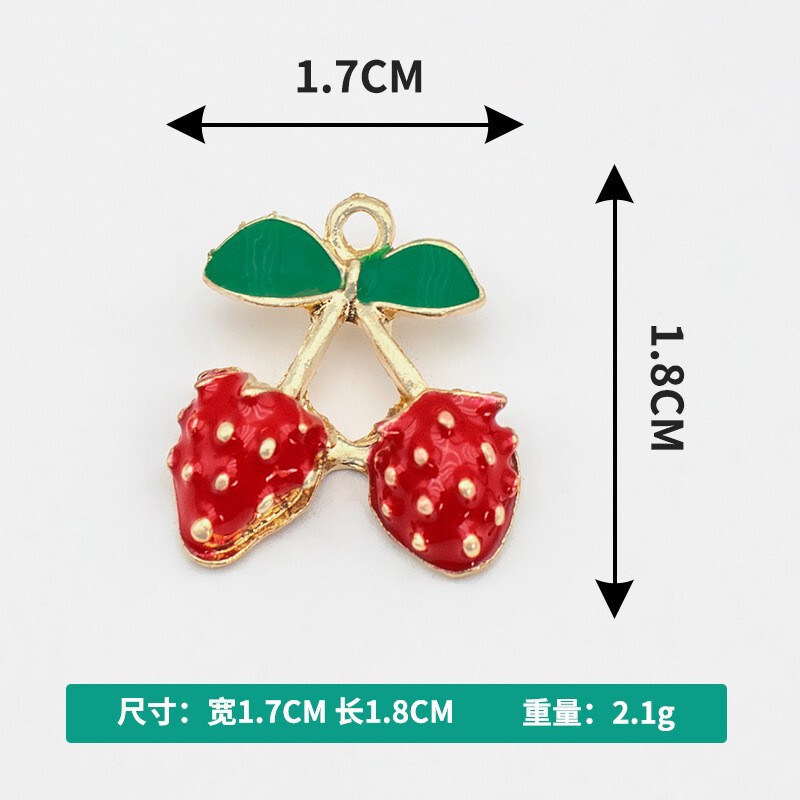 红色樱桃滴油吊坠欧美微镶锆石水果挂坠DIY饰品配件清新项链手链|undefined
