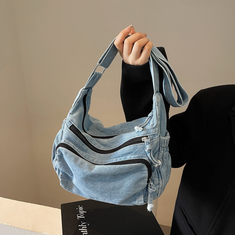 새로운 다용도 크로스백 가을 겨울 레트로 데님 숄더백 캔버스백 캐주얼 경량 대용량 핸드백