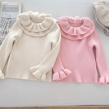 冬季女童毛衣上衣2025新款双层大翻领长袖加厚保暖打底衫代发