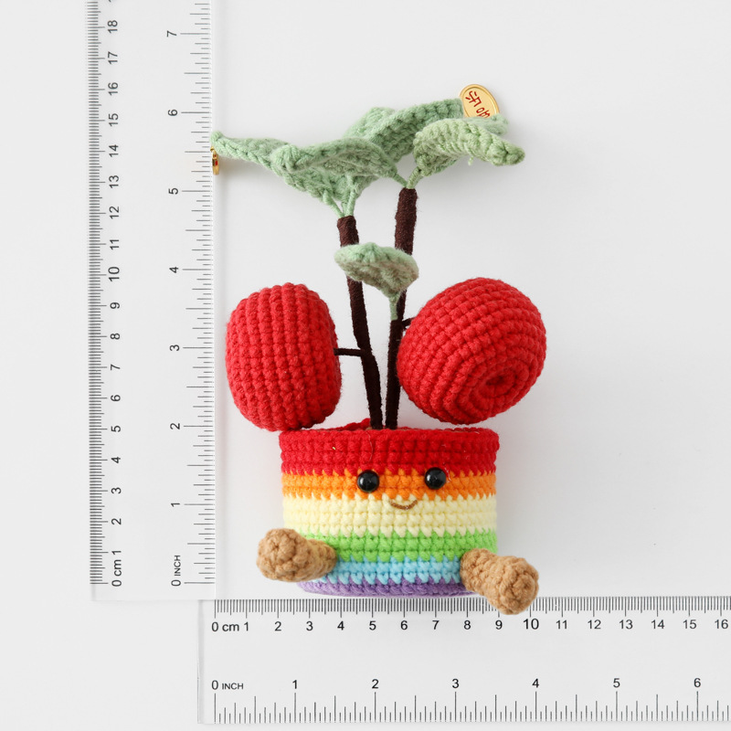 完成品手編みグラデーションカラー鉢植えシェフィールド糸かぎ針編みココナッツツリー表現鉢植えバレンタインデーウールかぎ針編み|undefined