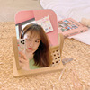 Scandinavian cute wooden handheld table mirror for elementary school students, Korean style, Nordic style