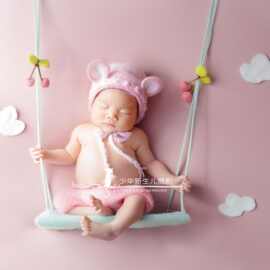 宝沃儿童摄影道具彩虹帽子加裤子新生婴儿影楼摄影道具套装服装