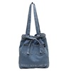 Denim capacious one-shoulder bag for leisure, 2023, Korean style