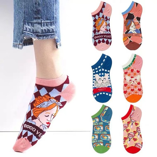 French cat men and women short-cut low-cut ins trendy socks cotton retro college style socks summer literary Japanese boat socks