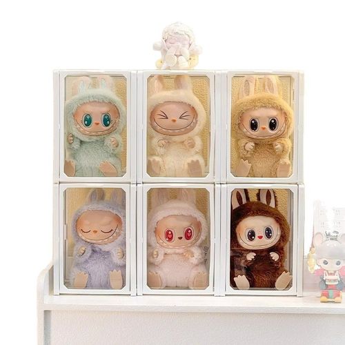 Labubu display box glass labu cloth glue doll storage box cotton doll blind box figure transparent baby cabinet