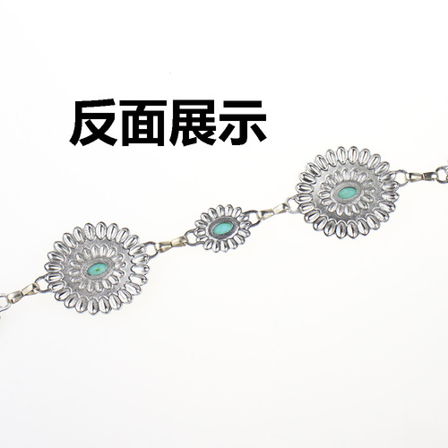 Cross-border supply European and American light luxury gold turquoise waist chain with skirt suit chain belt thin pants chain accessories for women