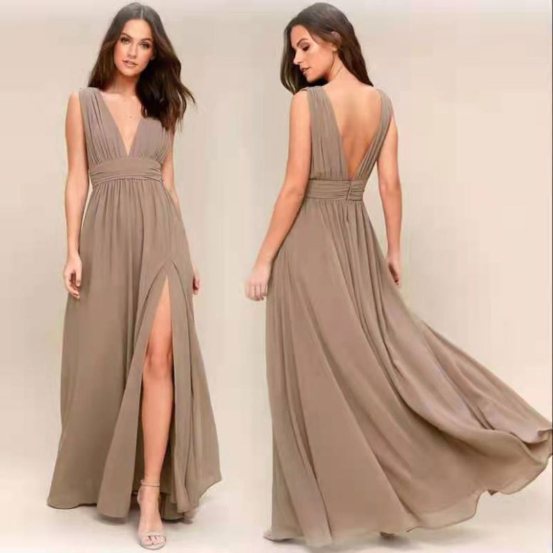 Comercio exterior de Europa y América Amazon AliExpress deseo las mujeres gasa cuello largo vestido nuevo sexy Split image 3