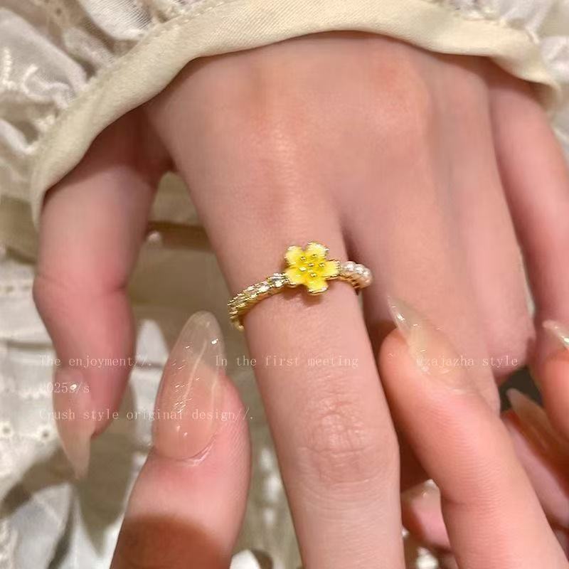 軽奢氷河超白ジルコンブルーリング女性向けニッチデザイン人差し指リングシンプル高級感指輪卸売