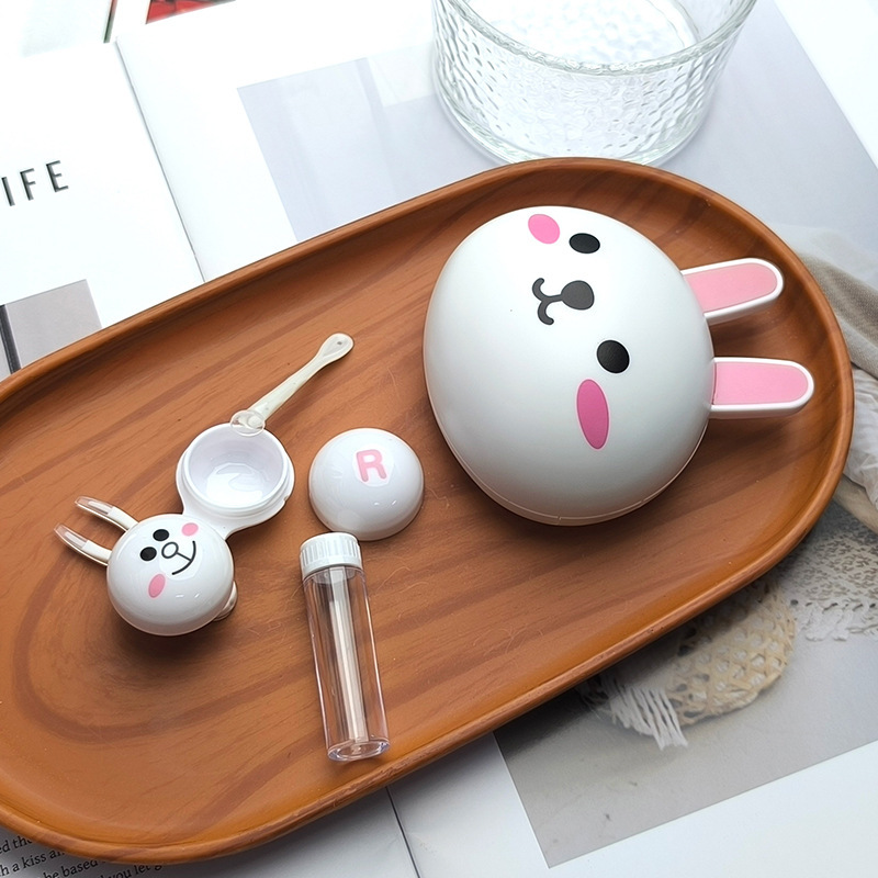 Cute Cartoon Rabbit Contact Lens Case with Mirror Portable Ins Care Box Companion Box Double Box Contact Lens Box