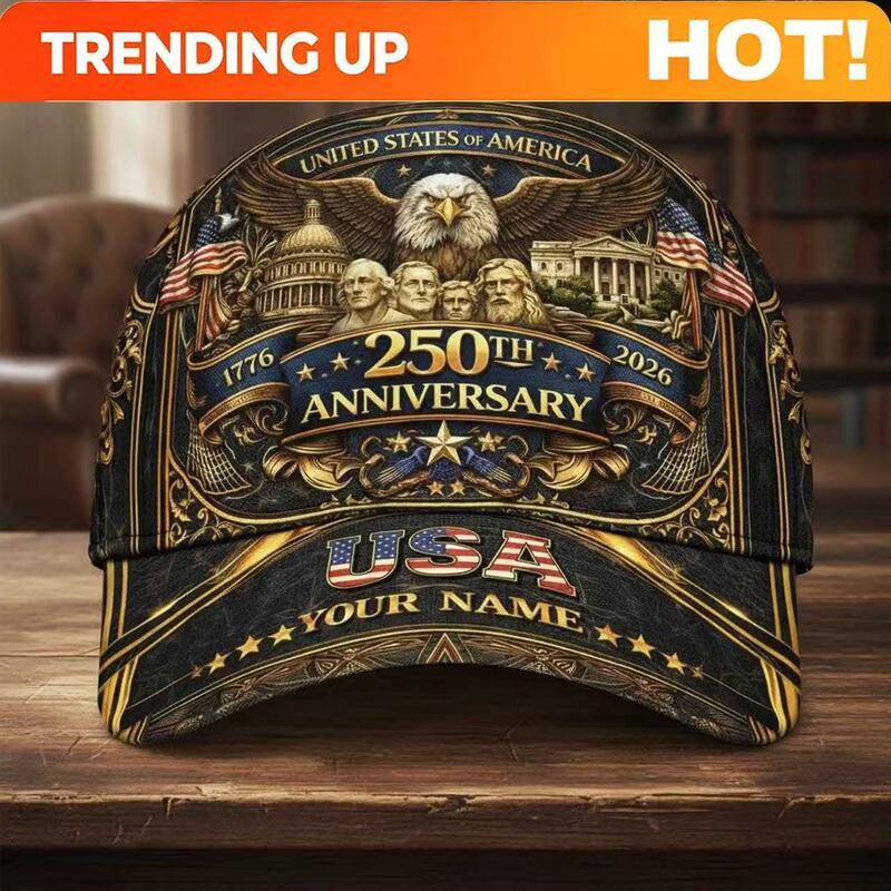 Cross-Border New Model American 250Th Anniversary Commemorative Baseball Cap 3D Digital Print Baseball Cap American Retro Peaked Cap Cross-Border New Model American 250Th Anniversary Commemorative Baseball Cap 3D Digital Print Baseball Cap American Retro Peaked Cap