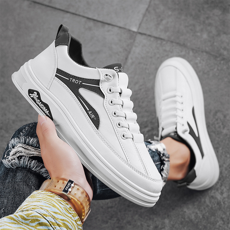 2025 primavera y verano nueva moda transpirable zapatos de tabla blanca zapatos de hombre zapatos deportivos casuales zapatos de cuero de hombre con suela plana zapatos de moda
