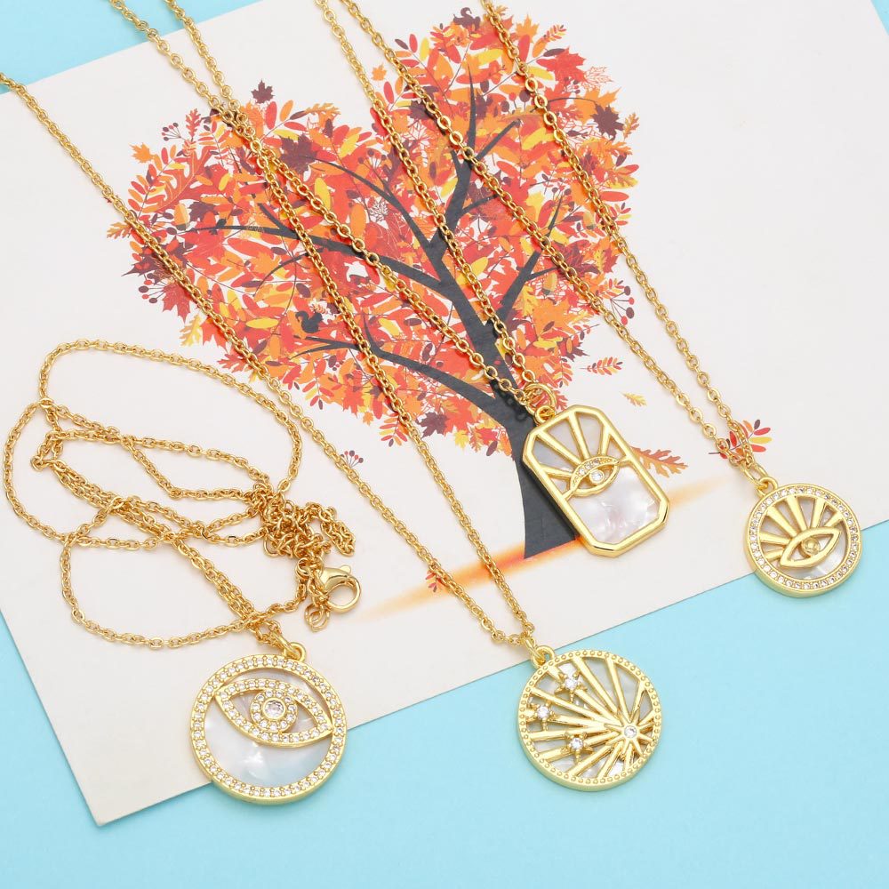 Fashion Devilu0027S Eye Copper Pendant Necklace Inlay Zircon Copper Necklaces