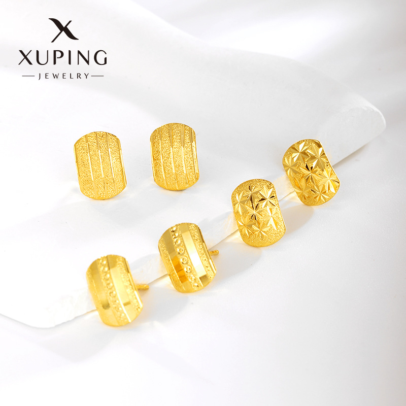 Xuping Jewelry pendientes chapados en oro de 24K con diseño de flor y tortuga, estilo retro minimalista, moda al por mayor