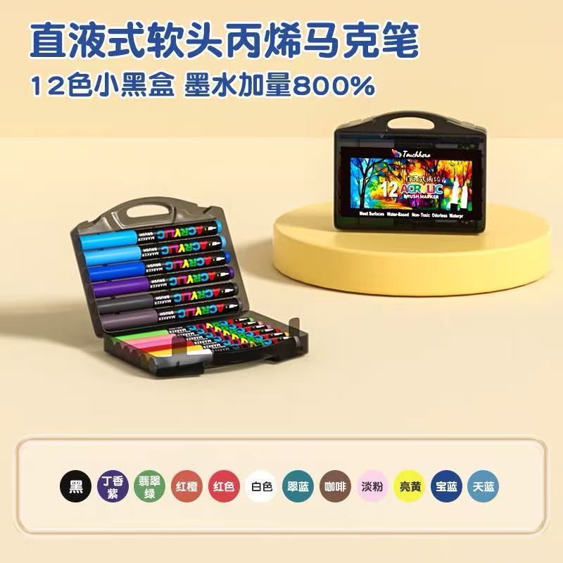 Rotulador acrílico de tipo líquido directo, pequeño y negro, para pintura artística infantil, a base de agua, fácil de limpiar, no mancha y se mezcla.