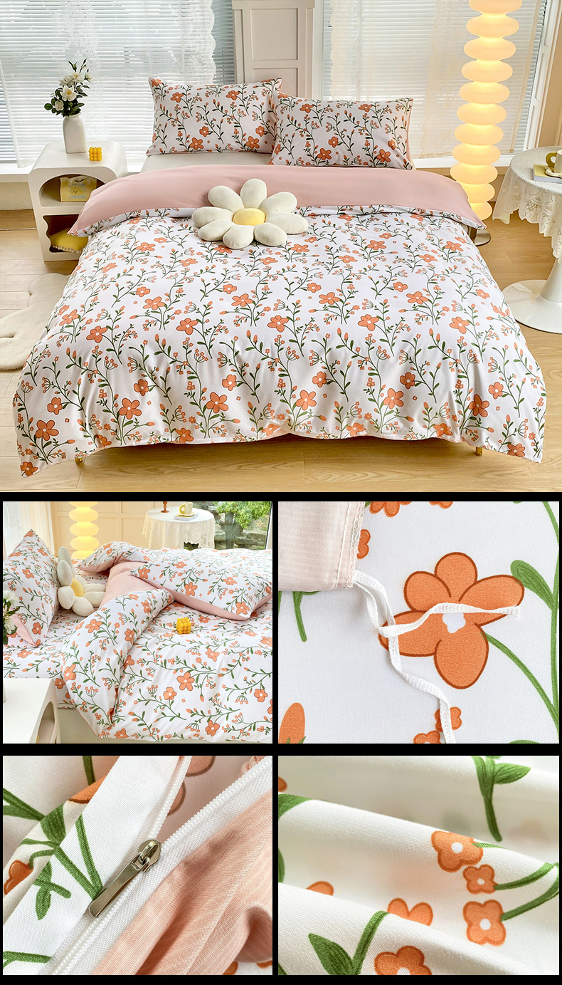 Articles de literie, textiles de maison, draps, ensemble de quatre pièces, draps à poches profondes_voghion.com