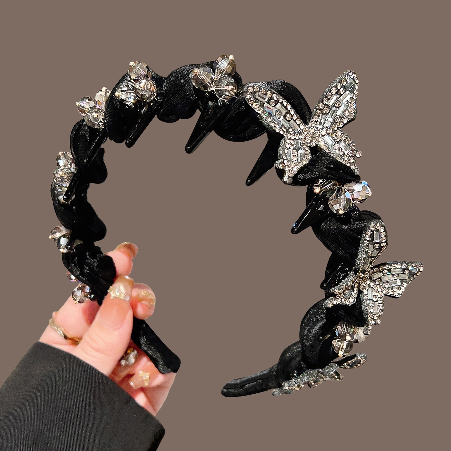 #294 three butterflies mesh crystal