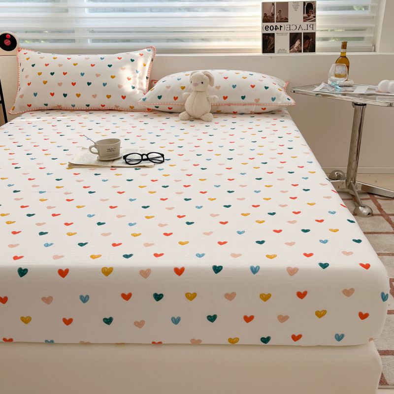 2025 new cotton double-layer yarn bed hat 100 cotton bed cover children's mattress protector dirty dust-proof bed cover