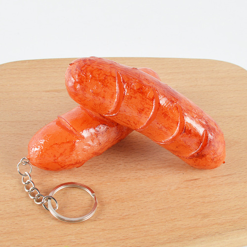 Simulation desktop sausage grilled sausage Taiwan ham sausage fake hot dog food food model keychain photo props