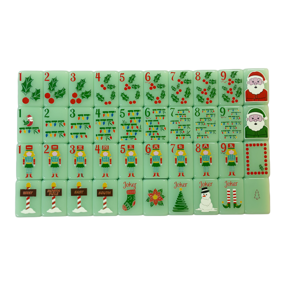 (In stock) Directly from the manufacturer: American mahjong with exquisite Christmas designs, suitable for home use and as a gift set