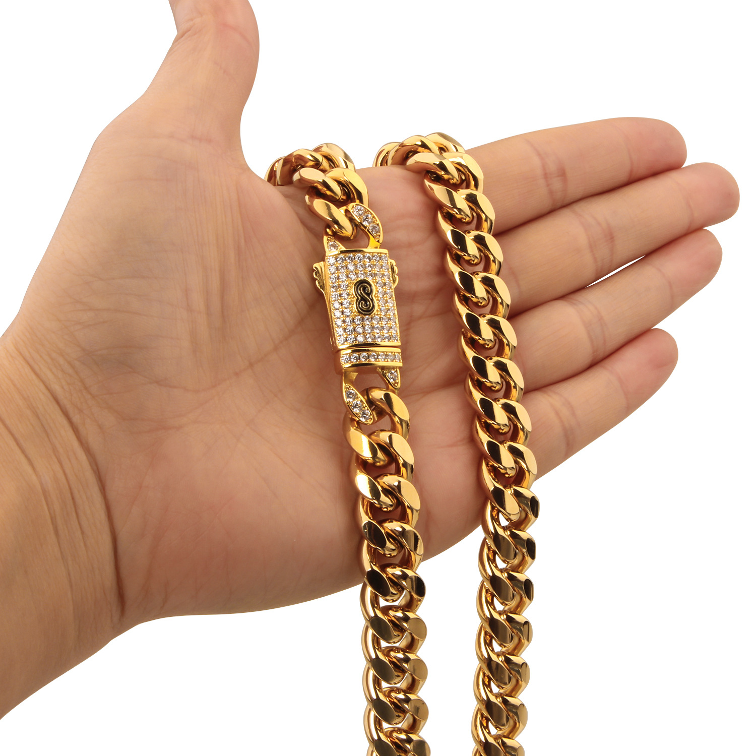 33g Weight Box Clasp Closure Clasp Closure Type Chain Necklace Classification 304 Stainless Steel Chain Material Cuban Link Chain Curb Chain Chain Type 1 Piece Quantity Holiday, Party Occasion 304 Stainless Steel Material Geometric Pattern All Seasons Season Men's Gender Plating Design Hip-Hop, Punk Style Hip-Hop Punk Geometric 304 Stainless Steel Plating Men's Chain Necklace Men Chain Necklaces 19