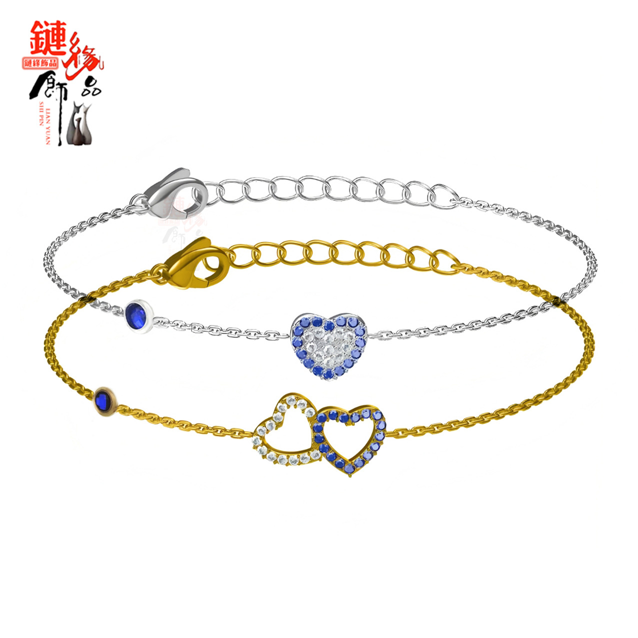 Summer New Creative Simple Literary Zircon Bracelet Stainless Steel Love Bracelet Women's Peach Heart Fashion Jewelry