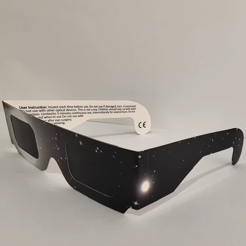 Solar Eclipse Observation Glasses, Paper Frame, ISO-Compliant Black Filter, Lightweight 0.021 kg