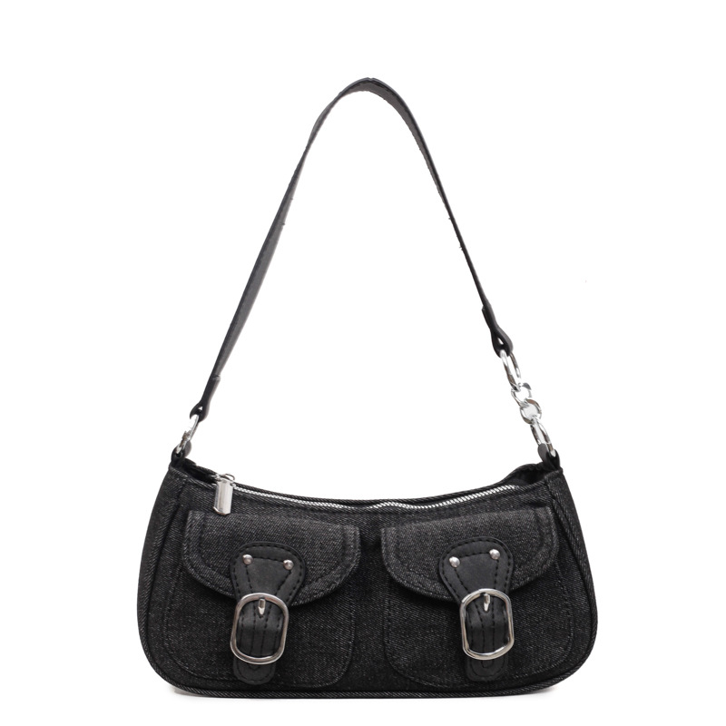 Casual coreano versátil bolso de hombro portátil nicho jeans ligero de lujo bolso de brazo nuevo tipo bolso de transporte