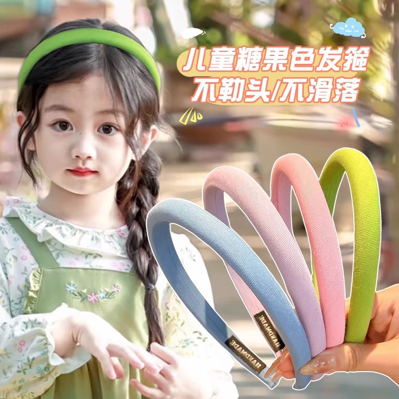Diadema de pelo roto de color para niños de alta gama, diadema de horquilla para niña linda, diadema de presión superior de cabeza sin cabeza