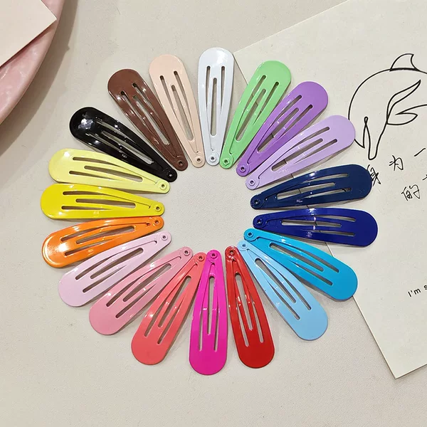 5cm Simple Colorful Water Drop-Shaped Hair Clip Spray-Painted Children's Bb Clip Girl Hairpin Student Bangs Side Clip Hair Accessory