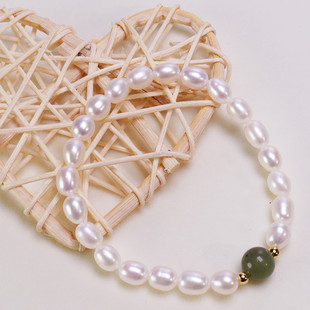 Factory direct supply fresh water pearl bracelet new fashion Hetian jade millet beads pearl elastic rope bracelet wholesale