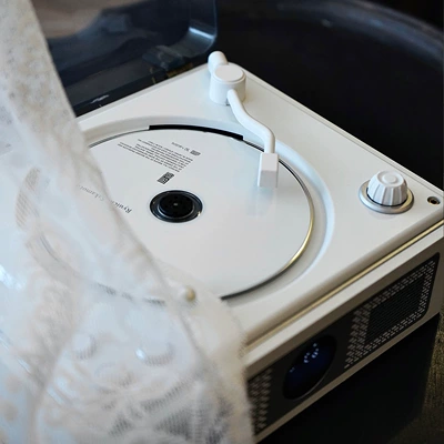Car CD player player, album CD player - moonlight-white-dual-speaker-with-battery-high-specification-version