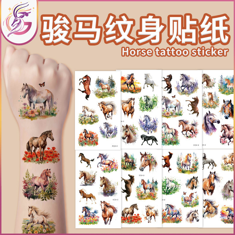 Horse Tattoo Stickers for Children, Realistic Watercolor Cute Horse Waterproof Temporary Tattoo Stickers, Halloween Tattoo Stickers Horse Tattoo Stickers for Children, Realistic Watercolor Cute Horse Waterproof Temporary Tattoo Stickers, Halloween Tattoo Stickers