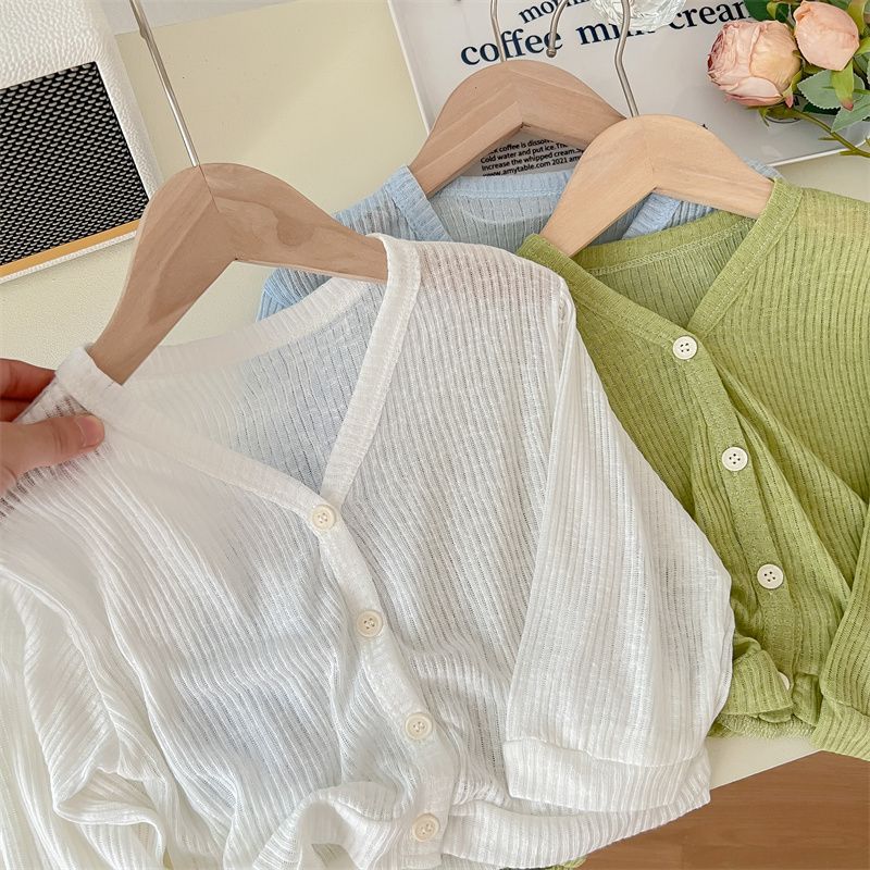 Children's Sun Protection Shirt Summer Girls' Air Conditioning Shirt Thin Model Bamboo Cotton Girls' Baby Infant Thin Cardigan Outerwear Dropshipping