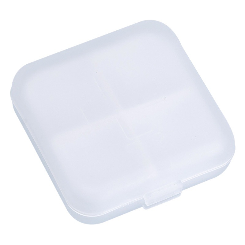 Cross pill box 4-grid plastic packing small pill box Square portable Portable pill box pill box small square box wholesale