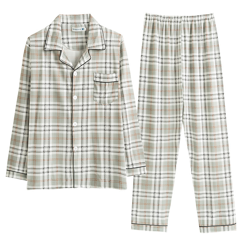 Pijamas de los hombres de manga larga de algodón de primavera y otoño delgada más el tamaño de prendas de vestir exteriores de los hombres pijamas de invierno homewear