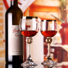 捷克进口无铅水晶葡萄酒杯红酒杯高脚杯威士忌杯描金家用对杯香槟