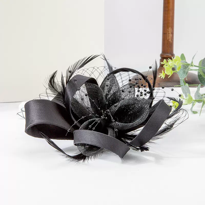 2026灵珑高雅英国小礼帽黑色网面麻纱装饰正装礼服发箍宴会头饰