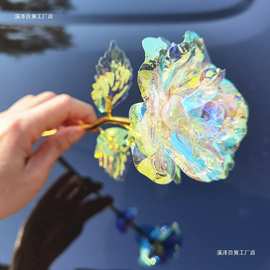 七彩玫瑰花炫光发光玫瑰假花摆设镭射花摆件情人节礼物过年花