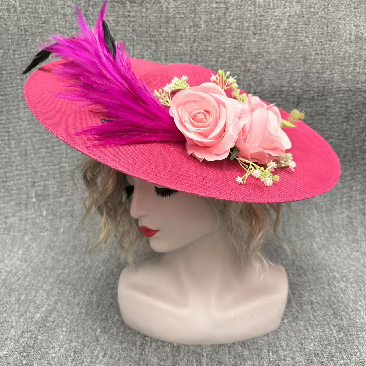 European and American Socialite Noble Style Wedding Fascinator Family Gathering Hair Accessory Dress Headpiece Hat with Auspicious Elements