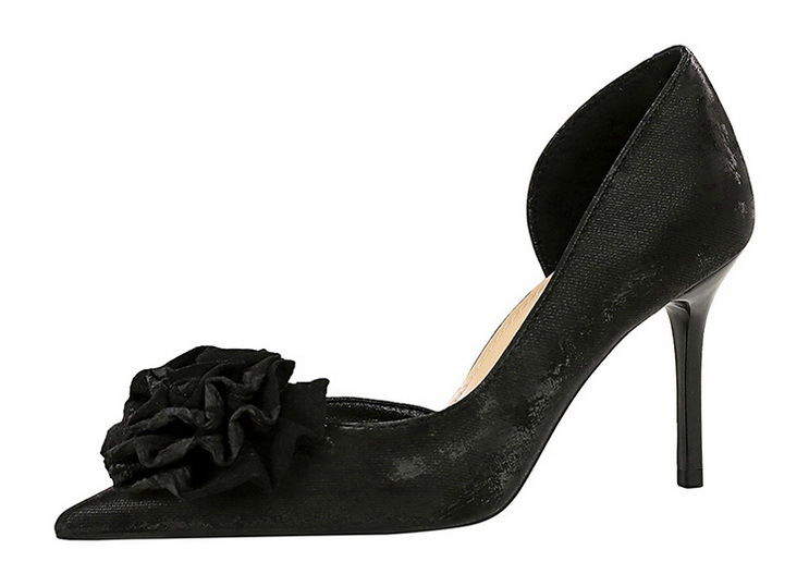 High heels, stiletto heels, shallow-cut, pointy side, floral shingles_voghion.com