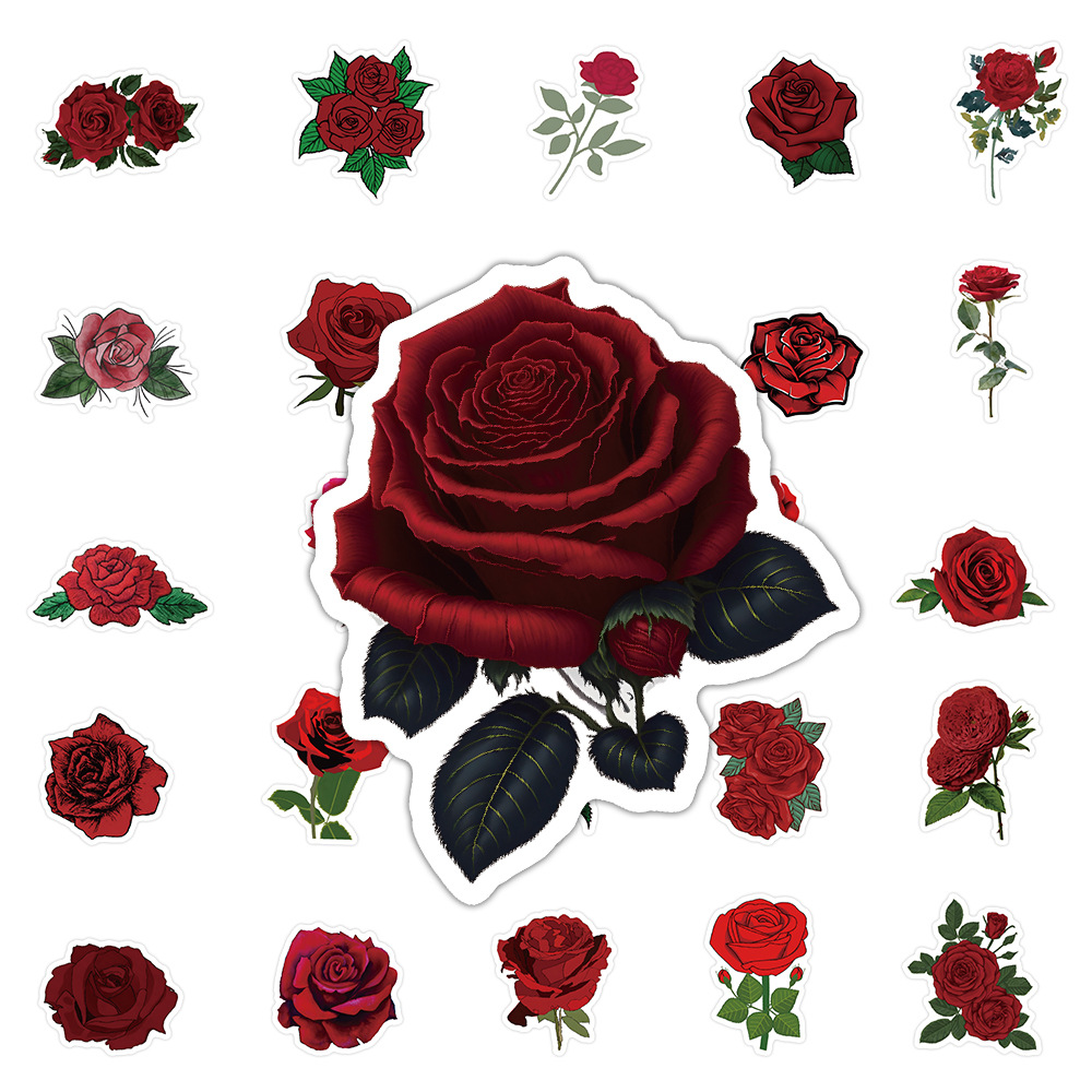 30g Weight Stickers Stationery Type 1 Set Quantity School, Graduation Occasion Adhesive Sticker Material Rose Pattern Cute, Pastoral Style 1 Set Rose School Graduation Adhesive Sticker Cute Pastoral Stickers 3