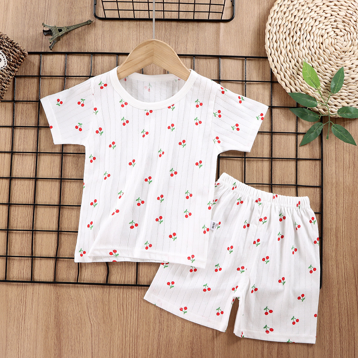 Traje de manga corta para niños de verano pijamas de algodón para Bebés Ropa de aire acondicionado de clase A ropa de verano para Niños y Niñas Ropa Para el hogar