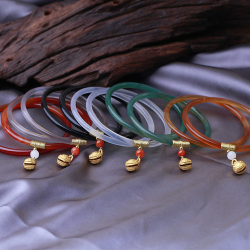 Dingdang bangle bracelet for women, natural agate and carnelian bangle, jade step-by-step sound, a pair of jade bracelets for girlfriend, same as the original pair