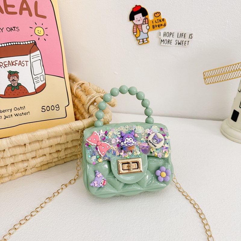 Nuevo bolso de pegamento de crema para niños bolso de mano DIY bolso de material de red chica bolso de hombro lindo
