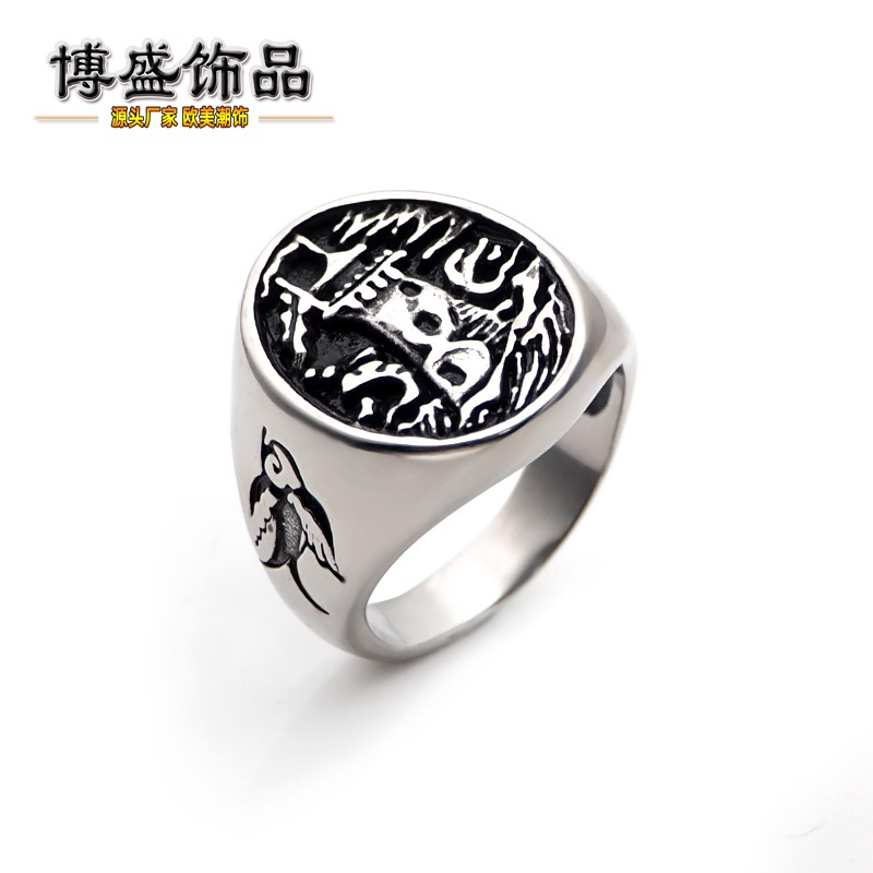 European and American hot new punk style titanium steel Vintage Lighthouse ring Men's Fashion Fashion Accessories Wholesale