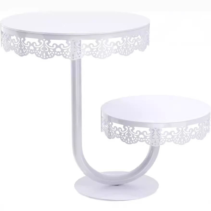 Amazon transfronterizo doble estante de pastel dorado redondo hierro forjado estante de pastel de fiesta escenario decoración de mesa de postres