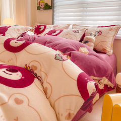 加厚牛奶絨四件套加厚保暖法蘭絨雙面絨床單被套單人雙人禮品批發