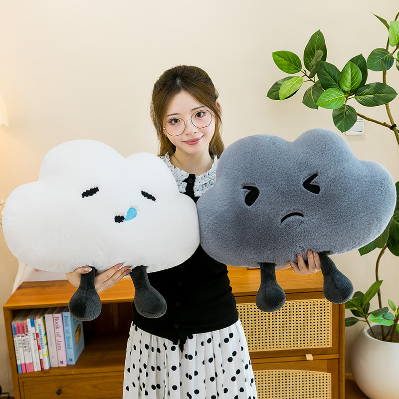New creative mood cloud plush pillow, cute cloud sleeping companion toy, no worries, no unhappiness pillow