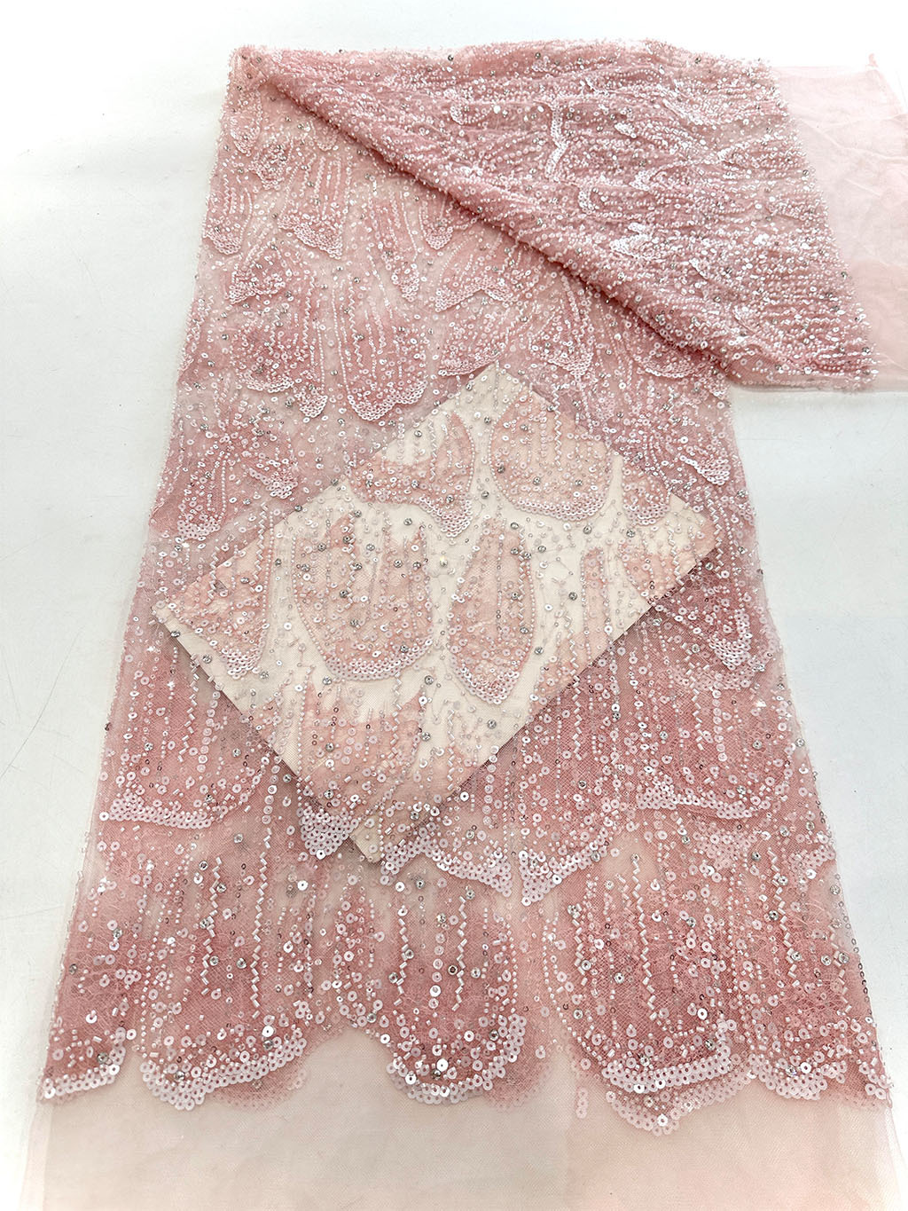 Tubo de abalorios, bordado de abalorios, tela de malla, lentejuelas, tubo de abalorios, tela de malla bordada, tela de falda de vestido de novia image 8