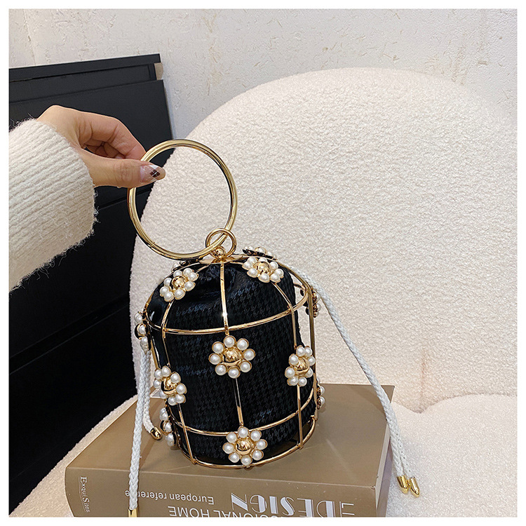 Elegant axelväska med pärlkedja och strass för kvinnor_voghion.com